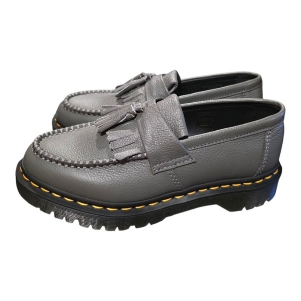 Dr. Martens Adrian Gray Leather Tassel lug Sole Loafers Women's Size 7 New